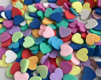 10g / 20g Large Random Mixed Colors Heart Polymer Clay Slices, Cute Heart Polymer Clay Slices for Slime and Nail Art