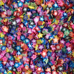 5g/10g/20g Mixed Color Stars Polymer Clay Slices, Fimo Stars Slices, Stars Slices for Slime & Nail Art, Kawaii Miniature Stars 5 mm