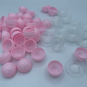 Empty Clear-LightPink Colored Round Capsules 1.1 inch Bulk Pink Half Capsule for Toy Gumball Machines Plastic Capsules for Kids Party Favor