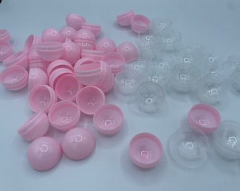 Empty Clear-LightPink Colored Round Capsules 1.1 inch Bulk Pink Half Capsule for Toy Gumball Machines Plastic Capsules for Kids Party Favor