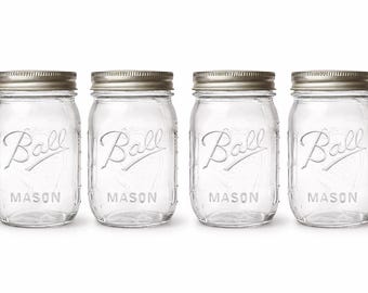 Bulk Glass Jars | Ball Mason Jars 16 oz | Multiple Quantity Options | Clear | Made in USA | New | 4 or 6 Jars Sets