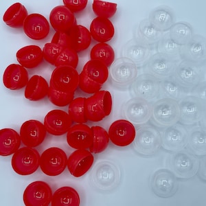 Empty Clear-Red Colored Round Capsules 1.1 inch Bulk Red Half Capsule for Toy Gumball Machines Plastic Capsules for Kids Party Favor