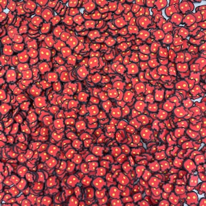 Rebanadas de arcilla polimérica de oso de color rojo de 5 g/10 g/20 g, rebanadas de alienígenas de Fimo, lindas rebanadas de oso para slime y arte de uñas, alienígena rojo en miniatura kawaii de 5 mm