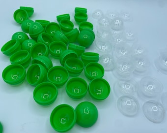 Cápsulas redondas vacías de color verde transparente de 1,1 pulgadas, cápsulas de plástico de media cápsula verde a granel para máquinas de chicles de juguete, regalos de fiesta para niños