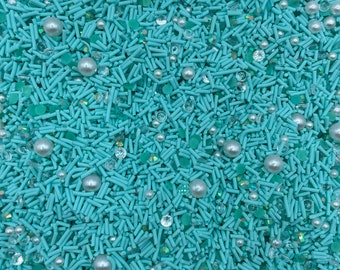 5g/10g/20g/100g Teal Color Sprinkles Polymer Clay Slices, Pearls Fimo Sprinkles Slices Turquoise for Slime Nail Art Kawaii Miniature Sticks