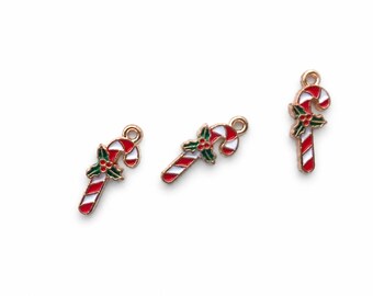 1 stuk/3 stuks/5 stuks schattige zuurstokbedeltjes voor armbanden, kettingen, oorbellen, sleutelhangers, kerstkralen voor het maken van kindersieraden