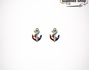 2 PCs CHOOSE Color Beautiful Cute Nautical Marina Ship Anchor charms for bracelet, necklace, earrings, keychain, pierce