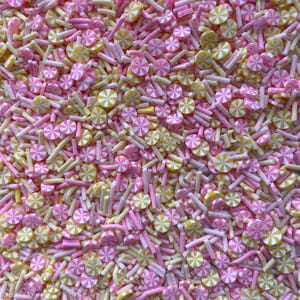 5g/10g/20g/100g Light Pink Yellow Mix Sprinkles Polymer Clay Slices with Candies, Candy Sprinkles Candy Slices Nonedible Kawaii Sprinkle
