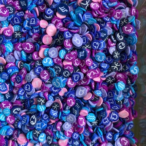 5g/10g/20g Mixed Zodiac signs Polymer Clay Slices, Fimo Zodiac Slices, Zodiac Slices for Slime and Nail Art Kawaii Miniature Zodiac 5 mm