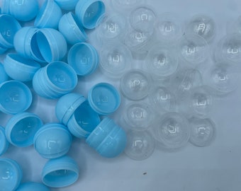 Lege capsules Helder-lichtblauw gekleurde ronde plastic capsules 1,1 inch bulk blauwe halve verkoopcapsule voor speelgoed kauwgomballenmachines feestgunst