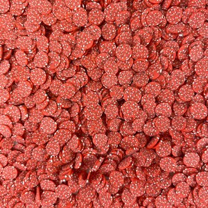 5g/10g/20g Red Berries Polymer Clay Slices, Fimo Red Slices,Red Slices with white polka dot for Slime & Nail Art,Kawaii Miniature Berry 5 mm