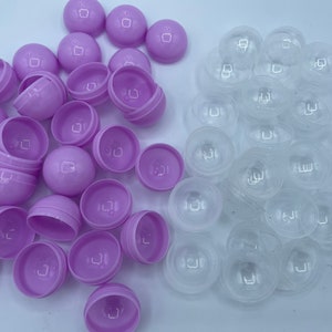 Empty Clear-Lavender Colored Round Capsules 1.1 inch Bulk Lavender Capsule for Toy Gumball Machines Plastic Capsules for Kids Party Favor