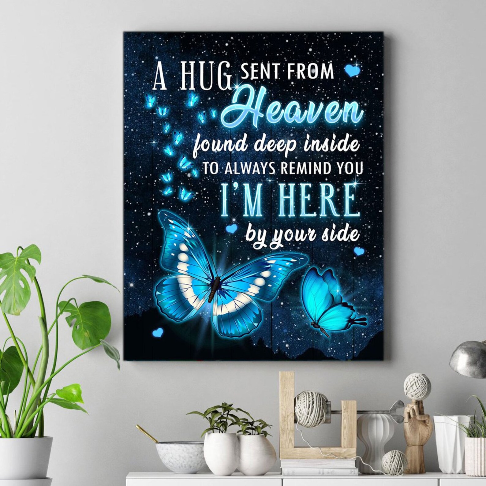 Butterflies A Hug Sent From Heaven Canvas Poster Print Etsy