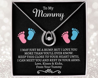 Pregnancy Gift for Wife, Gift for New Mom from Husband, First Time Expectant Mom Gift, Expecting Mother Gift From Baby, Horseshoe Necklace