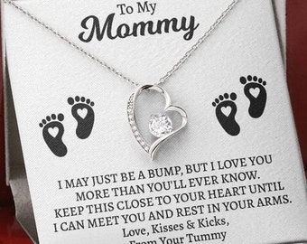 To My Mommy Heart Necklace from Baby Bump, Expecting Wife Gift from Tummy, Pregnant Mum To Be Gift, New Mother Jewelry, New Mama To Be Gift