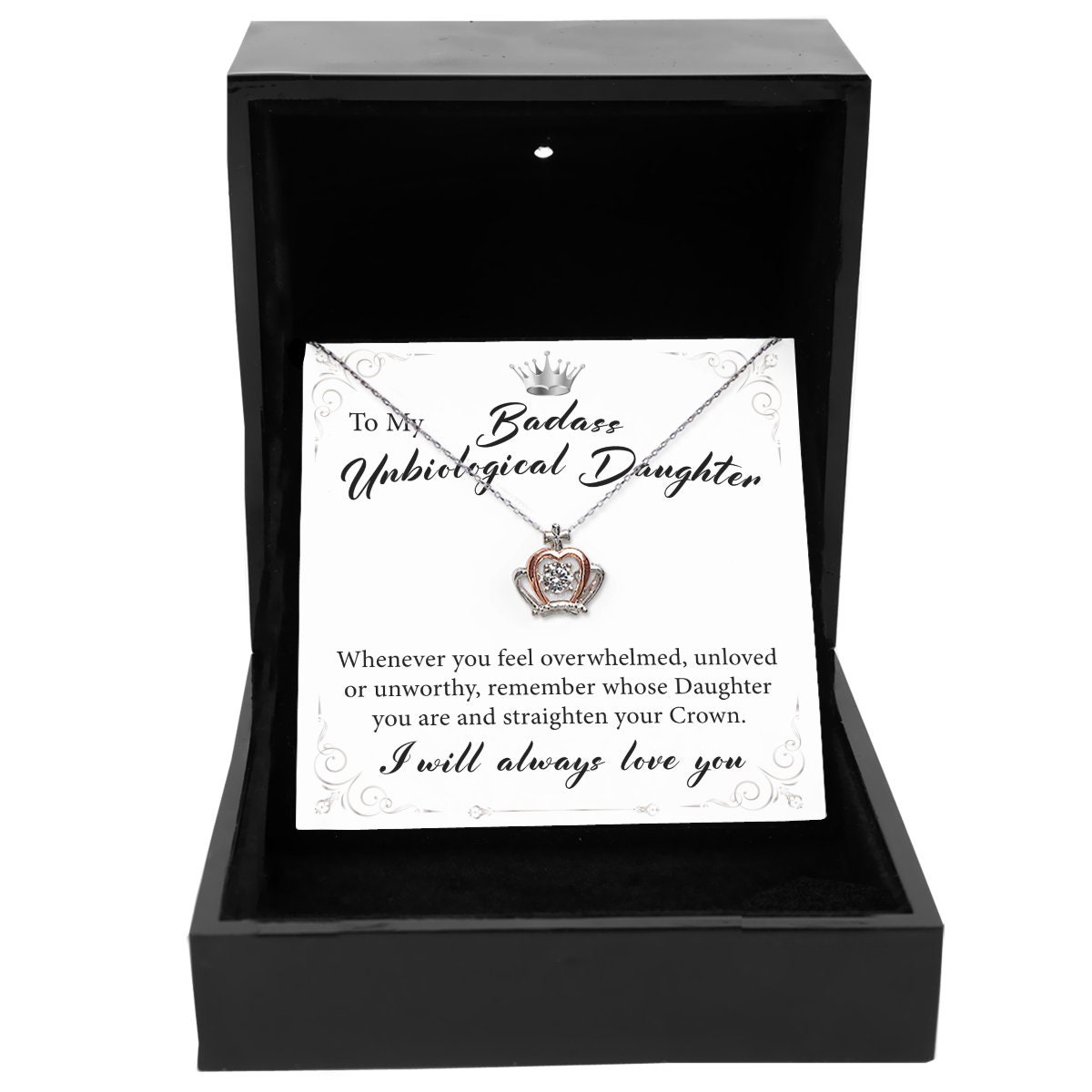 thumbnail image 2 of Sterling Silver Unbiological Daughter Necklace - S925 Adjustable Interlocking Circle Pendant 2 of 13