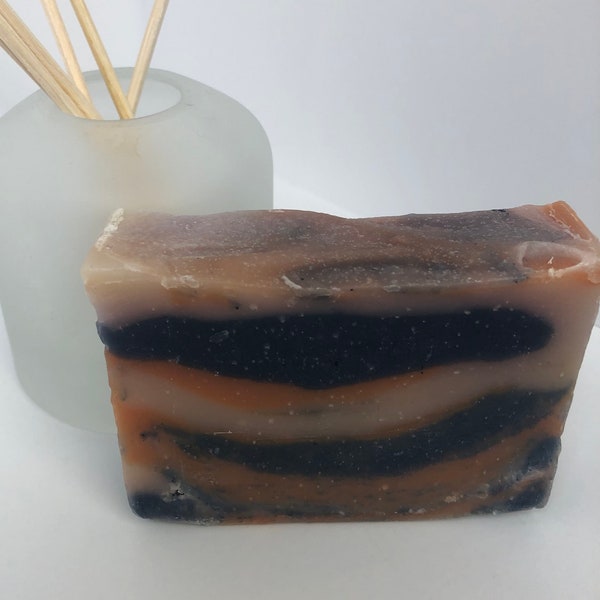 Patchouli Soap, Moisturizing Vegan Soap, Red and Blue Soap, Natural She Butter Soap, Essential Oil Soap Bar, Palm Free Soap, Misty Cove Soap
