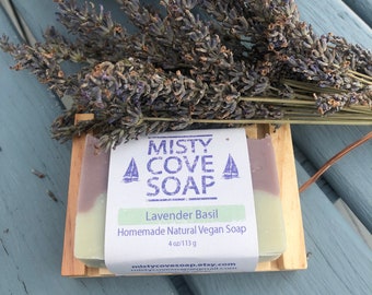 Lavender Basil Soap, Natural Vegan Soap, Essential Oil Soap, Mother's Day Soap, Homemade Cold Process Soap, Misty Cove Soap