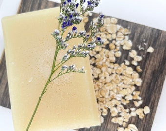 Lavender Essential Oil Soap, Oatmeal Soap, Vegan Soap with Butter, Soothing Soap, Natural Cold Process Bar Soap, Vegan Lavender Soap