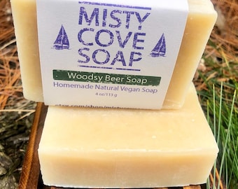 Natural Beer Soap for Men: Handmade Vegan Forest Scented Soap, Father's Day Gift