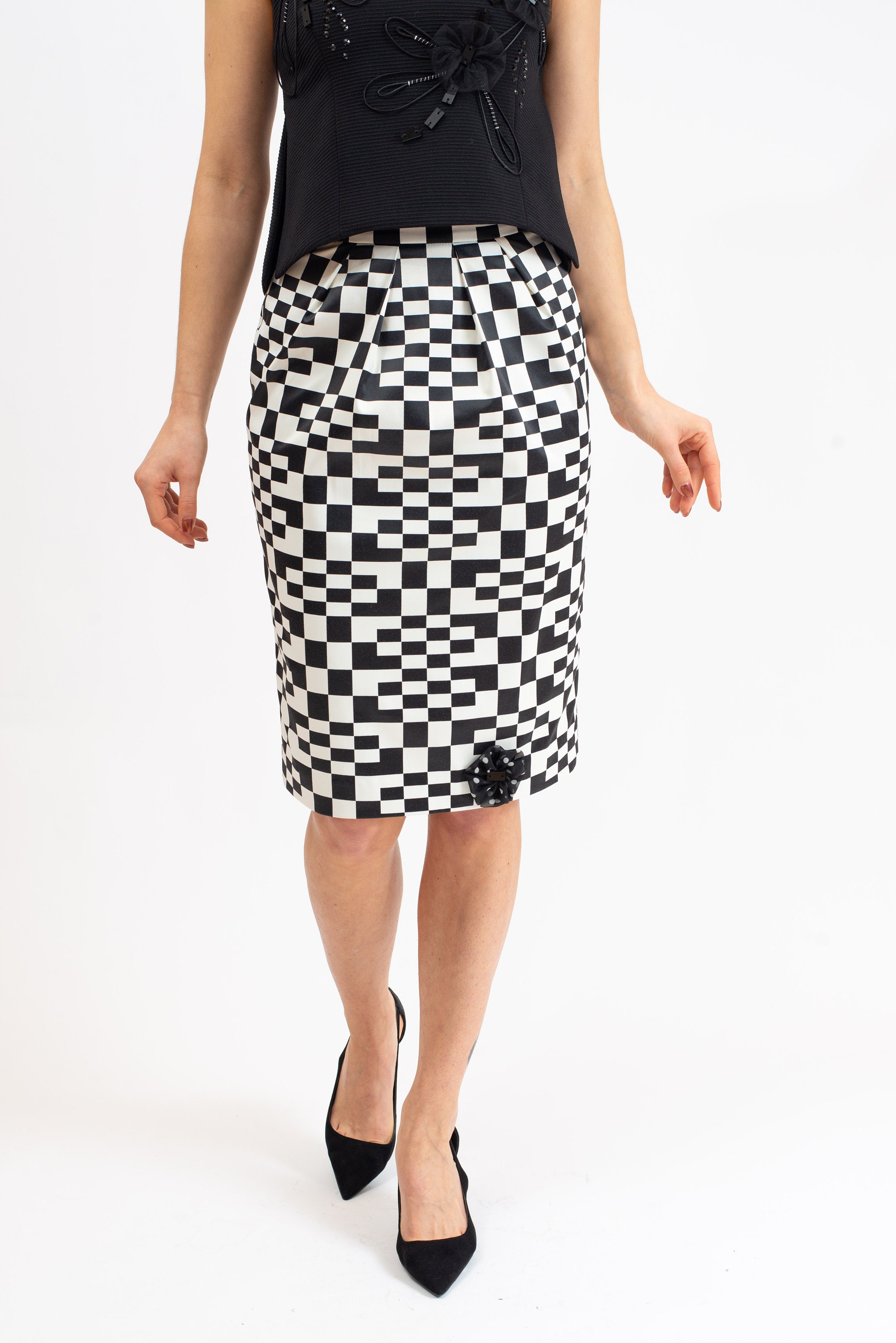 Midi Skirt Pencil Skirt Black and White Skirt Etsy UK