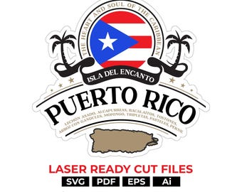 Isla del Encanto Puerto Rico, archivo cortado listo para láser