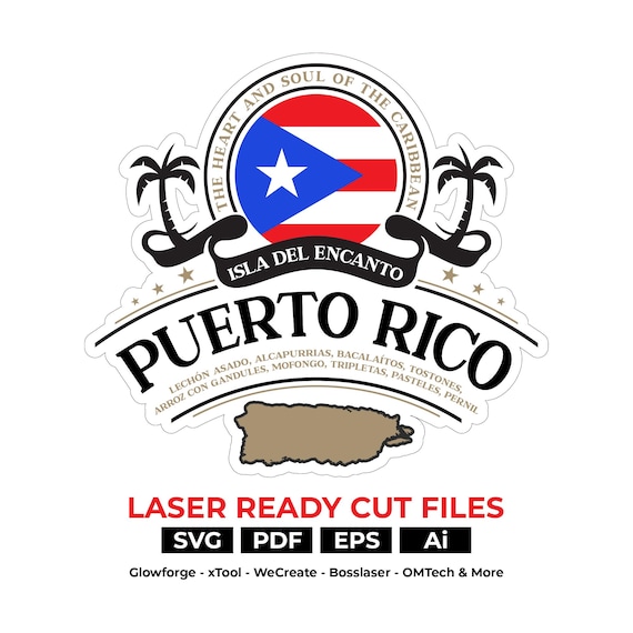 Isla del Encanto Puerto Rico, laser ready cut file