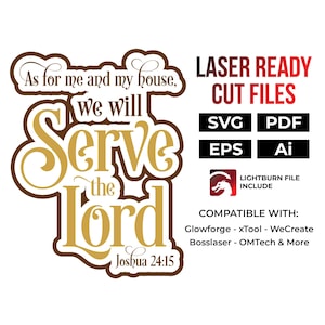 Eu e minha casa serviremos ao Senhor., arquivo de corte pronto para laser