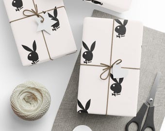 Papel de embrulho com o logotipo da coelhinha da Playboy | Papel de presente com estampa divertida