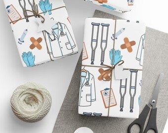 Papel de embrulho para médico, papel de embrulho para formatura de enfermagem, presente da área médica