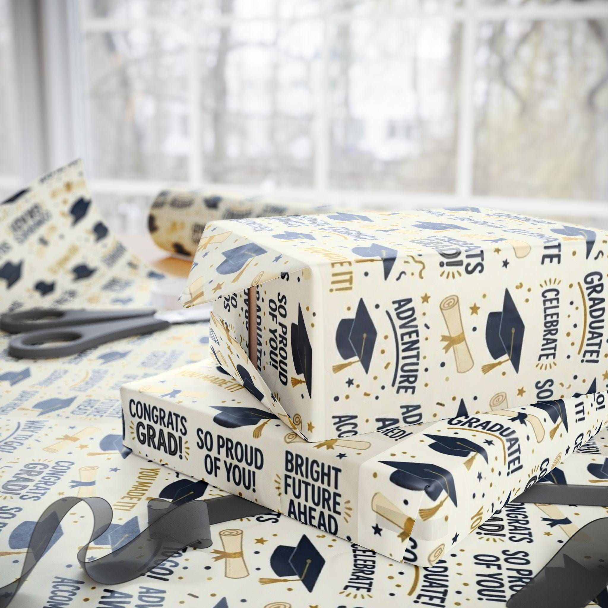 Graduation Wrapping Paper | Cap and Diploma Pattern - Etsy