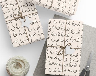 Papel de embrulho com estampa de seios | Embalagem divertida para presentes de despedida de solteira, aniversário e chá de panela