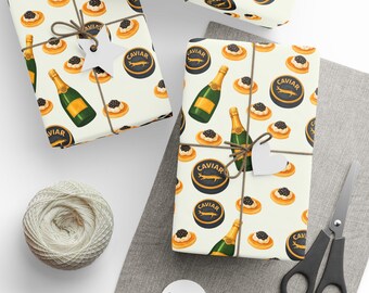 Papel de embrulho para champanhe e caviar | Embalagem de presente de luxo para blini em garrafa