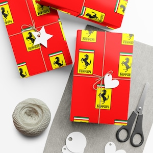 Ferrari Car Logo Wrapping Paper - Luxury Sport Car Gift Wrap, Ferrari Lover, Car Gifts