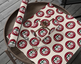 Papel de embrulho inspirado na Alfa Romeo - Papel de presente com o logotipo da Alfa Romeo, Stelvio Giulia Car Lover, Papel de embrulho para Natal ou aniversário