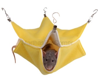 Single honeycomb hammock - 9x9in(top) - free hanging clips included - great for rats, sugar gliders, squirrels