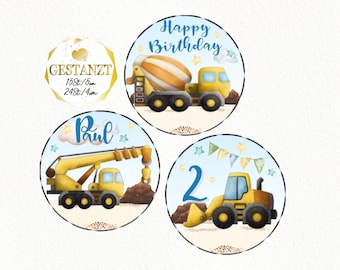 Construction Site Cupcake Toppers - Edible - Birthday Boy, Personalized, Edible Sugar Images, Fondant, Toppers, Decoration