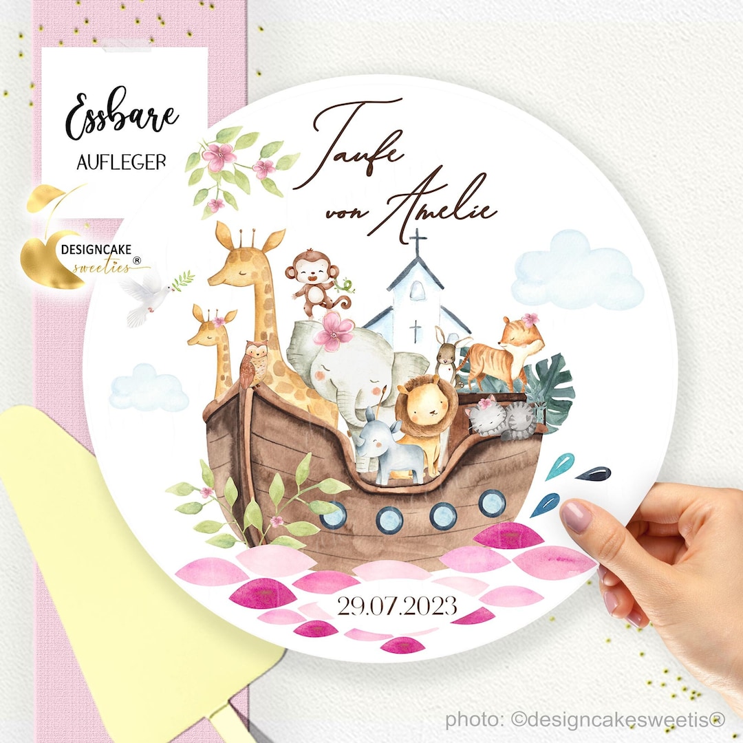 Tortenaufleger Taufe ARCHE NOAH Fondant Mädchen Kind | Kuchen Aufleger ...