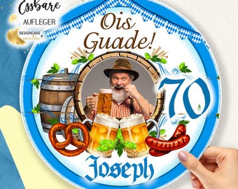 Birthday Cake Topper for Men - Bavaria, Beer, Pretzel, Sausage, Barrel, NUMBER CHANGEABLE, Photo | Cake Decoration, Cupcake Topper, Muffin Topper