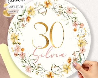 Birthday Cake Topper for Women - Wildflowers, Anniversary | Customizable | Edible Cake Decoration for Women and Girls - Cut Out