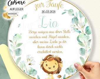 Christening Cake Topper EUCALYPTUS Fondant Boy Child | Cake Topper CUT OUT! Christening Cake Christening Celebration Personalized Lion Bear Saying