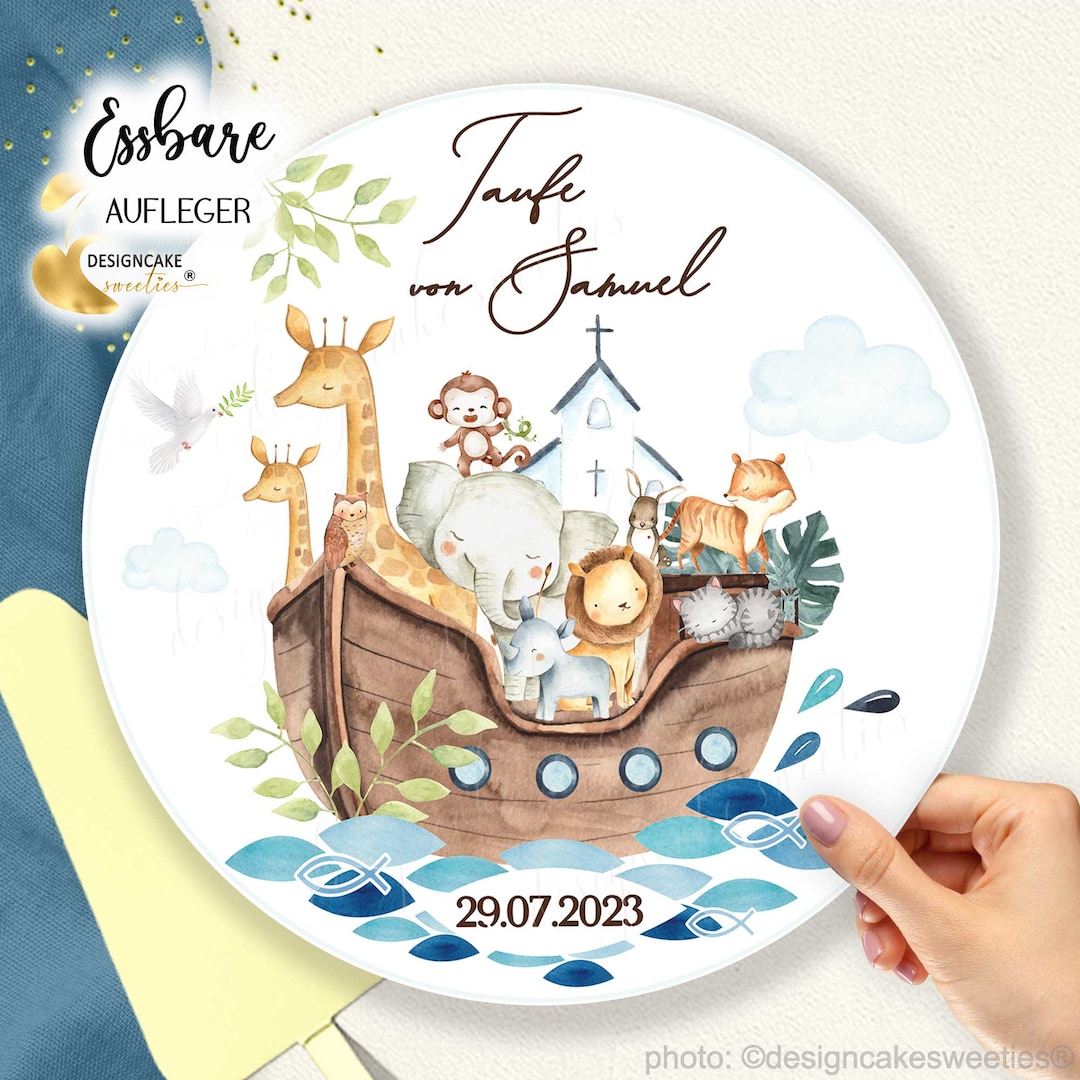 Tortenaufleger Taufe ARCHE NOAH Fondant Junge Kind | Kuchen Aufleger ...