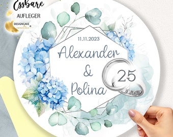 Silver Wedding Anniversary Cake Topper - Eucalyptus Hydrangeas - Fondant Cake Image | Wedding Cake Decoration, Wedding Cake Topper