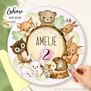 Cake Topper Birthday FOREST ANIMALS Fondant Kids Party | Cake topper edible cake decoration birthday cake personalized desired text
