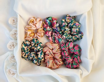 Watercolour floral silky Satin Scrunchie Hair Elastic Band Bobble Multi Colour Watercolour floral silky Satin Scrunchie Hair Elastic Band Bobble Multi Colour