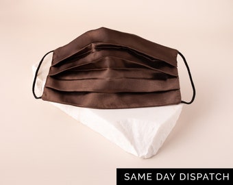 Seiden-Gesichtsmaske Same Day Dispatch, Seidensatin, atmungsaktiv, stilvoll, wiederverwendbar, waschbar, elegant, nackt, schwarz, weich, UK Handmade Kostenlose Lieferung