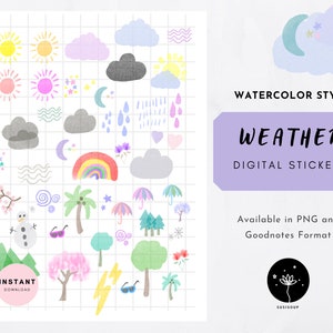 Weather Digital Stickers, Weather Planner Stickers, Digital Planning Stickers for GoodNotes, Weather Icons, PNG Transparent