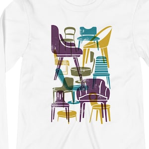 MCM Chairs #2 Green, Purple, Teal, Gold Unisex Long Sleeve Tee