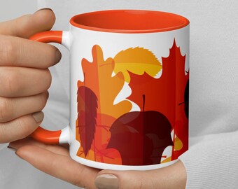 Fall Colorful Leaves Mug with Orange