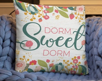 Dorm Sweet Dorm Floral Premium Pillow with print on front and back